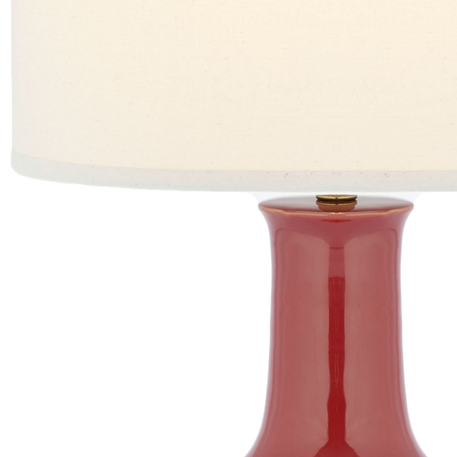 SAFAVIEH Red 28 in. Glam Gold Ceramic Table Lamp with Off-white 100% Cotton Shade