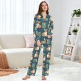thumbnail image 6 of FORMRS Womens Pajama Set Long Sleeve Top and Pants with Pockets Soft Comfy Lounge Sleepwear, Sizes S-2XL, Blue Cartoon Dog Pattern, 6 of 7