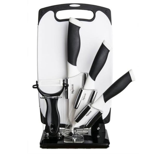 New England Cutlery 84061 Ceramic Knife Set, White & Black - 6 Piece