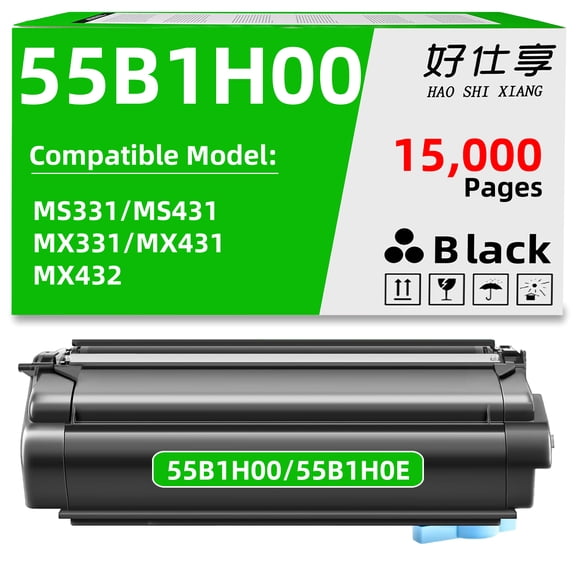 55B1H00 55B1H0E Compatible High Yield Toner Cartridge Replacement for Lexmark MS331dn MS431dn MS431dw MX331adn MX431adn MX431adw MX432adwe Printer (55B1H00-1Pack-15000Pages)