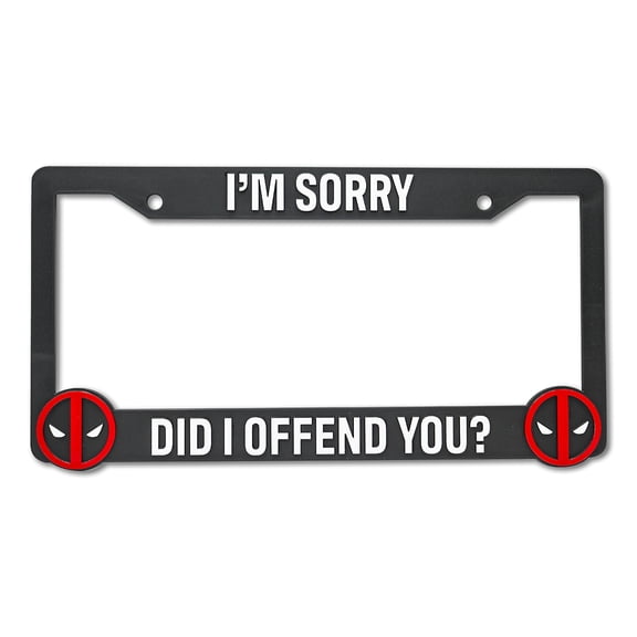 LP Frameworks Did I Offend You? for Deadpool 3D Raised License Plate Frame | 1 Pack Character License Plate Cover | Universal US Car License Plate Holder | Auto Accessories (Car, Truck and SUV)