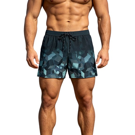 Bpyeka Men's Big & Tall Quick-Dry Swim Trunks, Liner Board Shorts with Drawstring Waist, Anti-Chafe Bathing Suits for Beach & Pool, 3XL-5XL