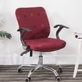 thumbnail image 3 of KAKOWELY desk chair cover Armchair Slipcover Simple Pattern Removable Split Type Stretch Computer Office Chair Cover Protector (Deep Red Chairback Cover with Seat Cover）, 3 of 5