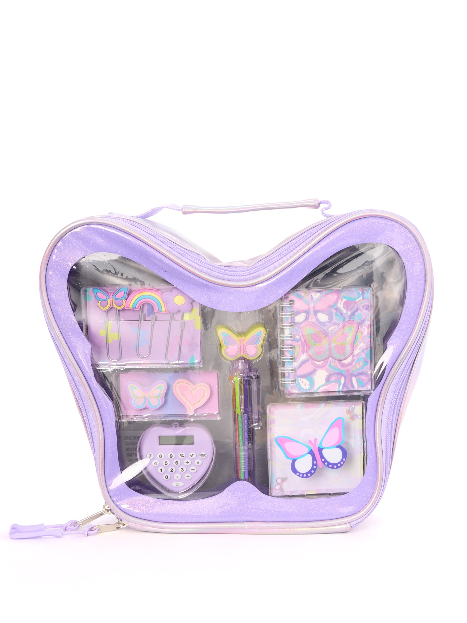 17" Girls' Butterfly Backpack with Stationary Set, Purple