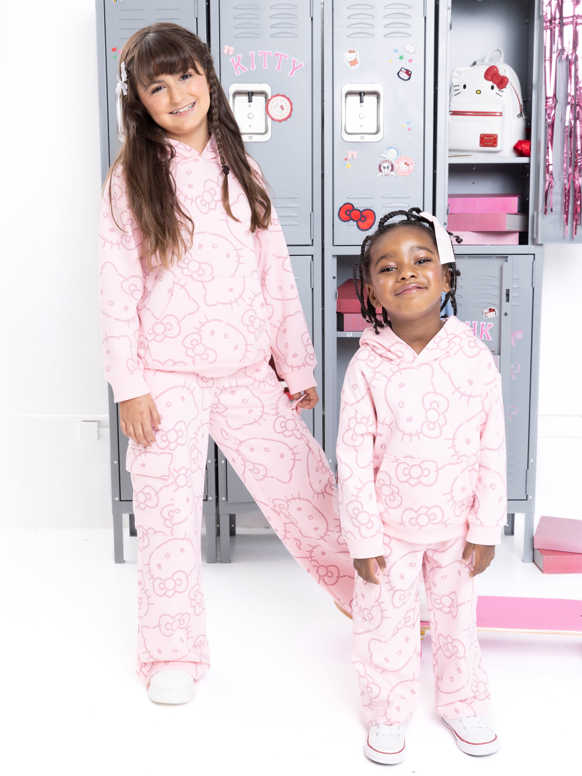 Wonder Nation Hello Kitty Girls Graphic Fleece Cargo Pants, Sizes 4-18