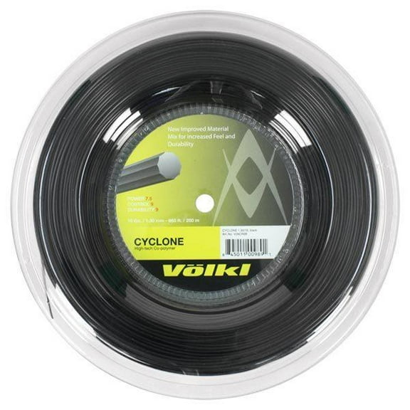 VOLKL Cyclone | Tennis Racquet String | Spin & Control | Ten-sided co-polymer (Black, 16g Reel)