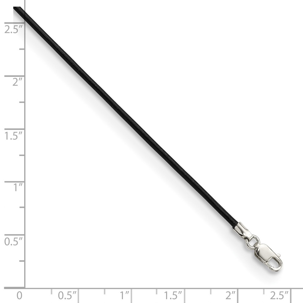 Diamond2Deal 925 Sterling Silver 1.5mm Black Leather Cord Necklace for Women 16"