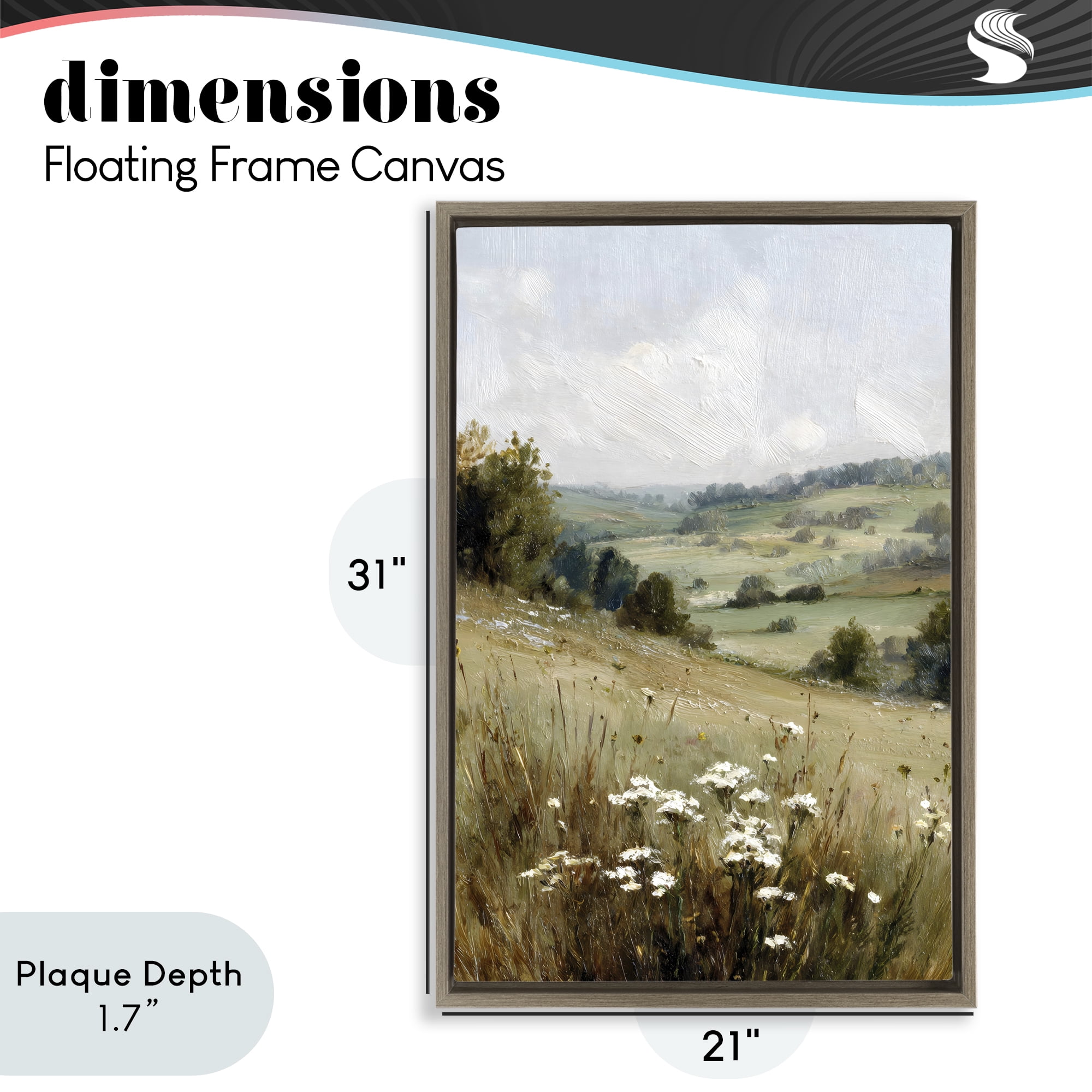 Stupell Industries Hill of White Flowers Brown Framed Floater Canvas Wall Art, design by Petal Prints Design