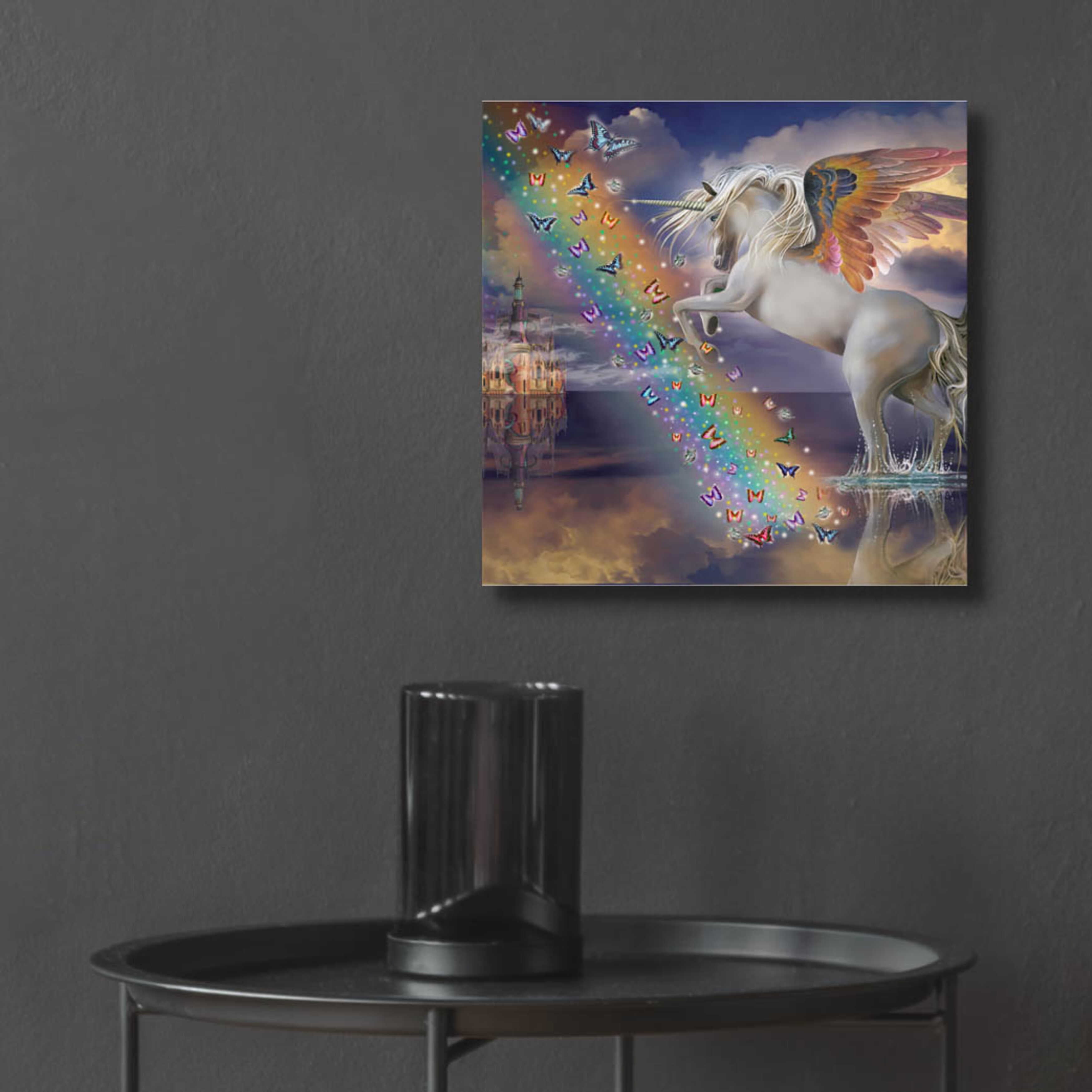 Epic Art 'Unicorn Pegasus Rainbow' by Enright, Acrylic Glass Wall Art, 12x12  