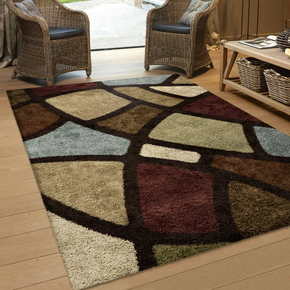 Orian Rugs Soft Shag Geometric Oval Day MultiColored Area Rug