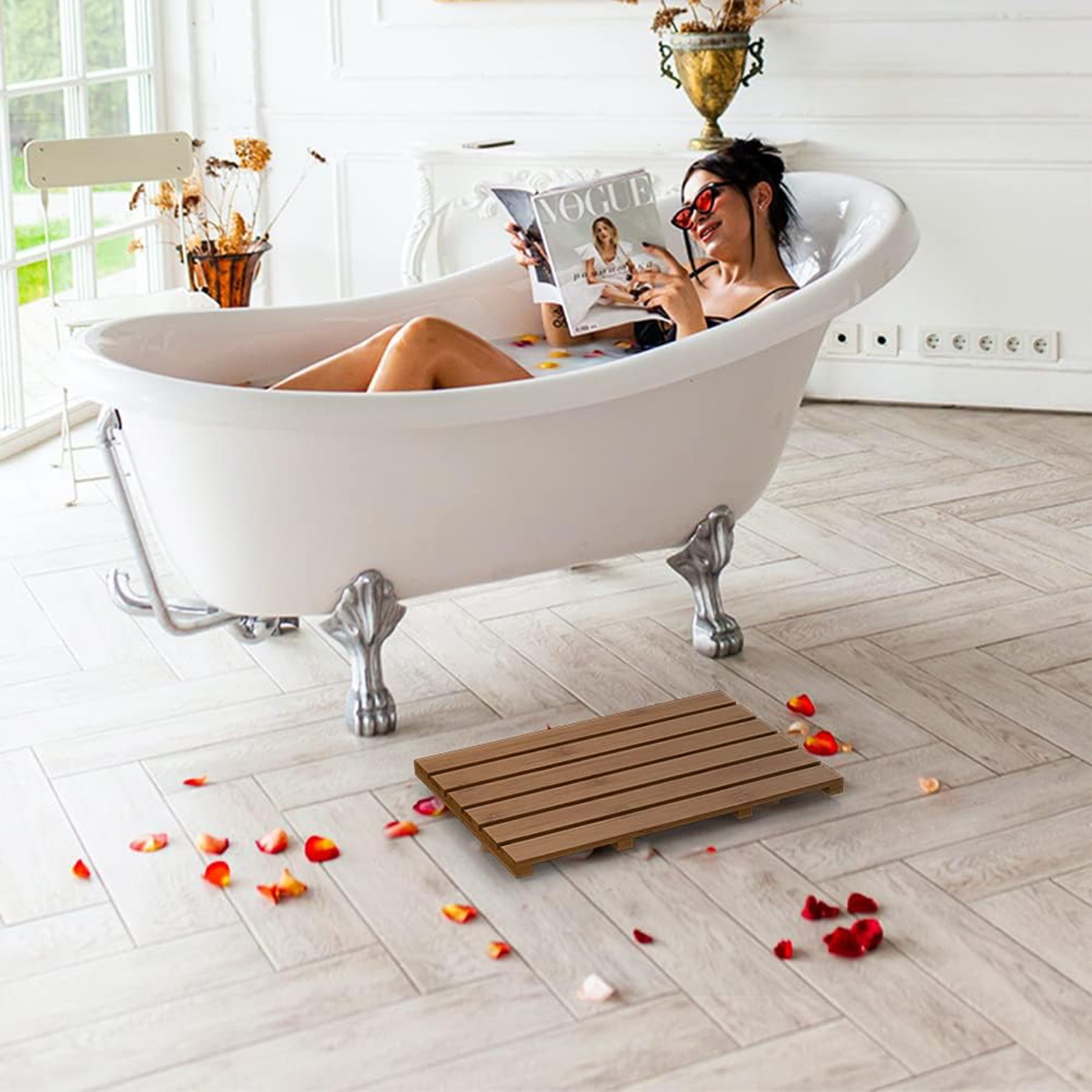 Bathroom Bamboo Shower Bath Floor Mat — Rickle.
