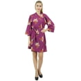 thumbnail image 2 of Bimba Women's Floral Printed Georgette Bridesmaid Robe Purple Coverup Wrap-20, 2 of 10