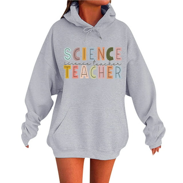 Sweat à Capuche à Manches Longues Imprimé Thème Enseignant avec Poche avant pour Confort Automne Hiver