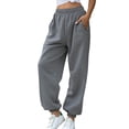 thumbnail image 2 of Women'S High Waisted Sweatpants Workout Active Joggers Pants Baggy Lounge Bottoms Dark Gray XXXL, 2 of 7