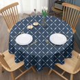 thumbnail image 3 of Navy Blue and White Geometric Pattern Round Tablecloth 60"x60",Wrinkle Wipeable Table Cloth for Kitchen Dining Room Picnic Patio Party, 3 of 6