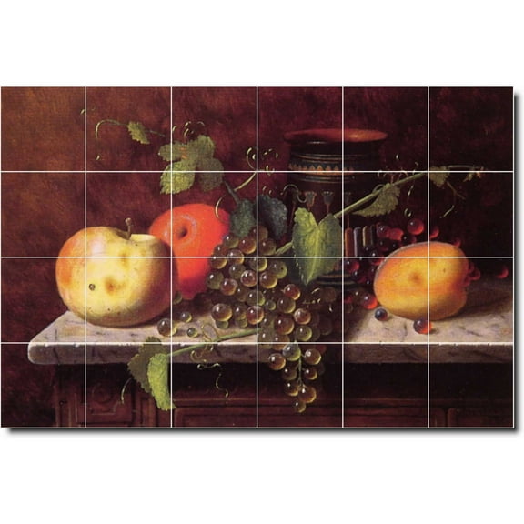 Ceramic Tile Mural-William Harnett Fruit Vegetables Kitchen Tile Mural 1. 25.5" w x 17" h using (24) 4.25 x 4.25 ceramic tiles