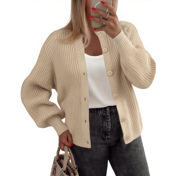 Zeagoo Cardigan Sweaters for Women Long Sleeve Chunky Knit Cardigan CEW Neck Button Down Fall Fashion
