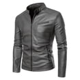 thumbnail image 2 of Fgnfyis Leather Jackets for Men Slim Fit Border Autumn Winter Motorcycle Casual Pu Plus Size Korean Style Mens Jackets Grey XXXL, 2 of 6