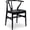 Black Ash Chair+black Cushion, variant on Polynices Mid-Century Modern Wishbone Dining Armchair Solid Ash Wood Y-Design Frame with Removable Dark Brown PU Leather Seat Pad, Walnut Finish, Handwoven Natural Paper Cord, Fully Assembled