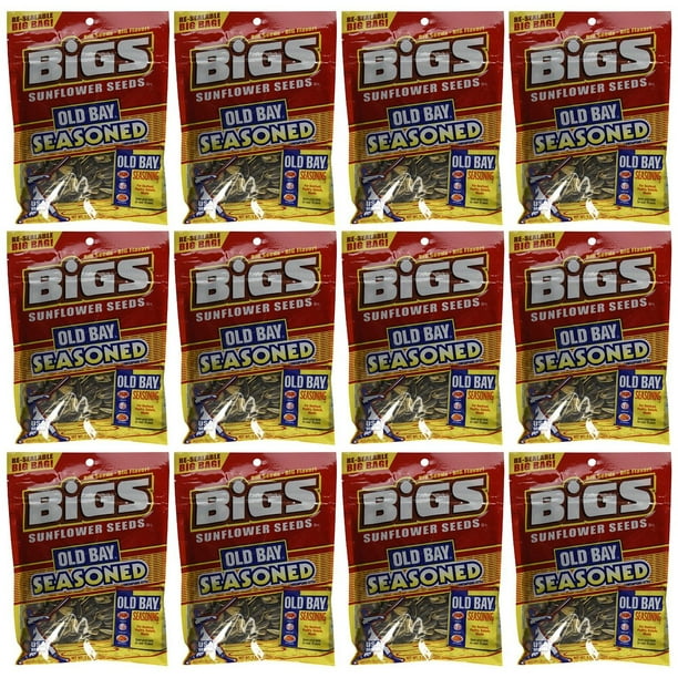 12 PACKS Bigs Old Bay Catch of the Day Seasoned Sunflower Seeds, 5.35