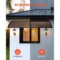 thumbnail image 3 of Awnings for Door Entrance, 38 x 78 in, Exterior Front Door Window Awnings with Drainage & Metal Bracket, Rain Snow Sun Protection, Overhang Polycarbonate Door Canopy for Porch Patio, Brown, 3 of 12