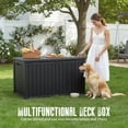thumbnail image 4 of Joxxoaa 180 Gallon Resin Outdoor Deck Box Waterproof Patio Furniture, Garden Tools, Cushions, Pool Accessories Outside Storage (Black), 4 of 6