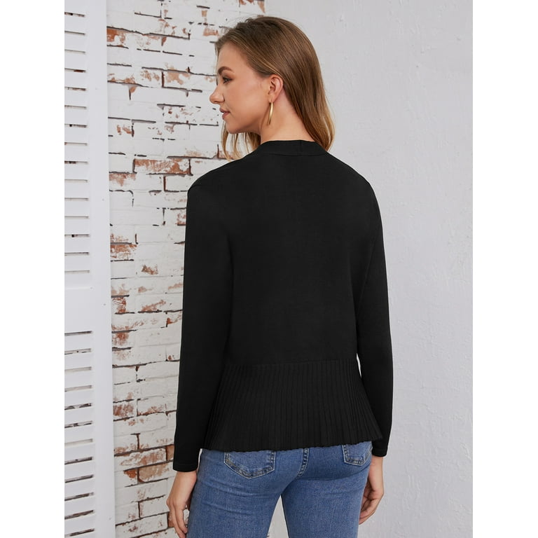 Asklazy Women's Casual Open Front Cardigan Peplum Knit