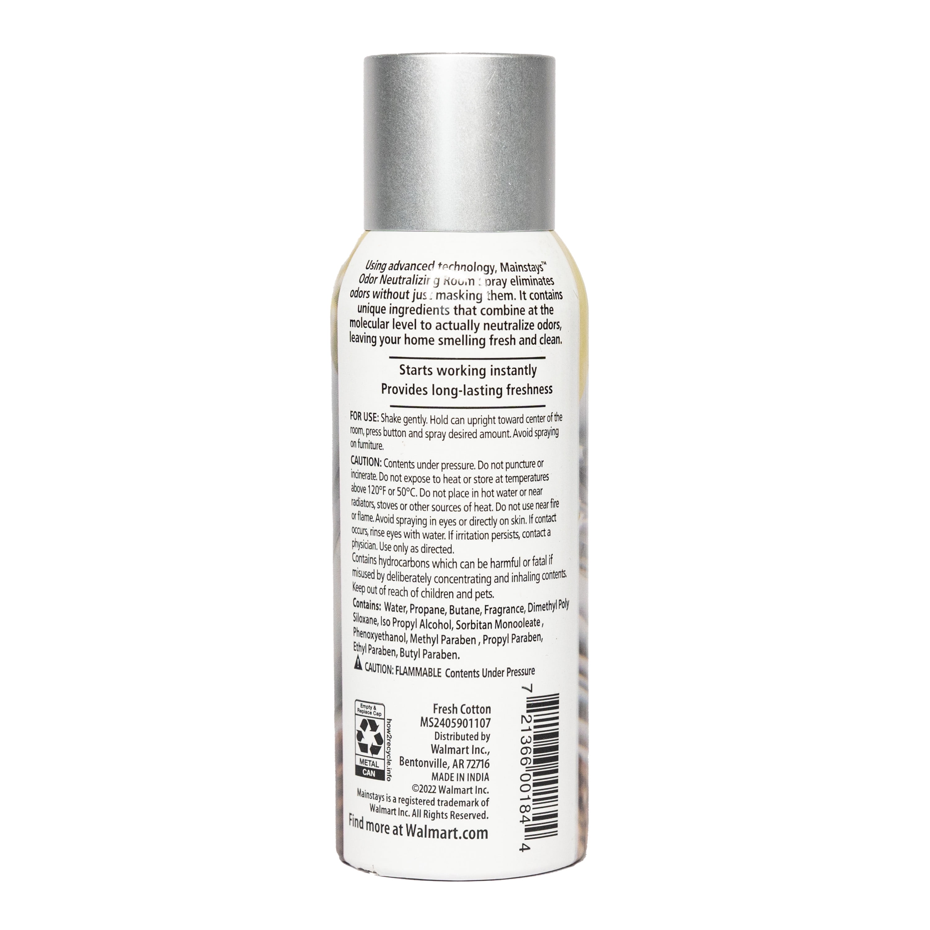 Mainstays Odor Neutralizing Room Spray, Fresh Cotton Air Freshner, 4 oz.