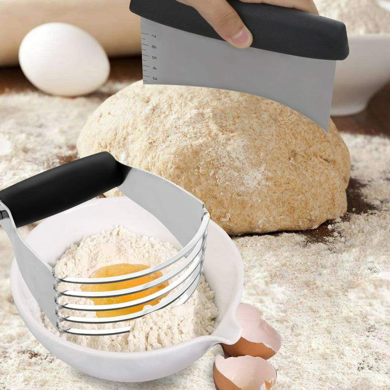 Rnkr Dough Blender Stainless Steel Pastry Cutter Set - Multipurpose Bench Scraper - Great As Dough Cutter for Pastry Butter and Pizza Dough - Smooth