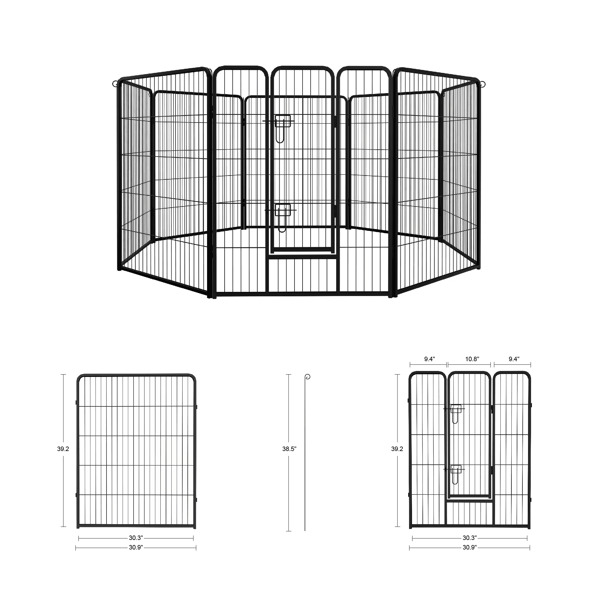 FunniHomi Dog Playpen Outdoor Indoor, 40 Inch 8 Panels Dog Fence for Large/Medium/Small Dogs, Foldable Dog Pen with Doors for RV, Camping, Yard