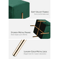 thumbnail image 2 of Velvet Ottoman Stool Set of 2 - Modern Vanity Stool Square - Contemporary Foot Stool Ottoman - Soft Velvet Upholstered Foot Rest with Gold Metal Legs, 2 of 10
