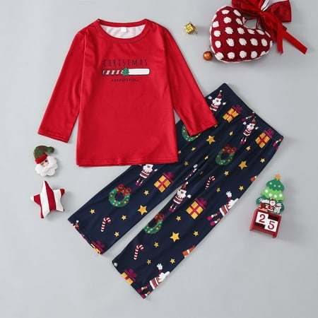 

Christmas Gifts Christmas Printed Parent-Child Long Sleeved Casual Pajamas Set Home Clothes Polyester Red 2 Years