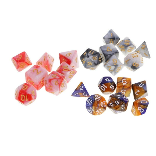 21 piezas de dados múltiples D8 D10 D12 D20 para accesorios de enseñanza para niños CUTICAT Juego de mesa de dados poliédricos