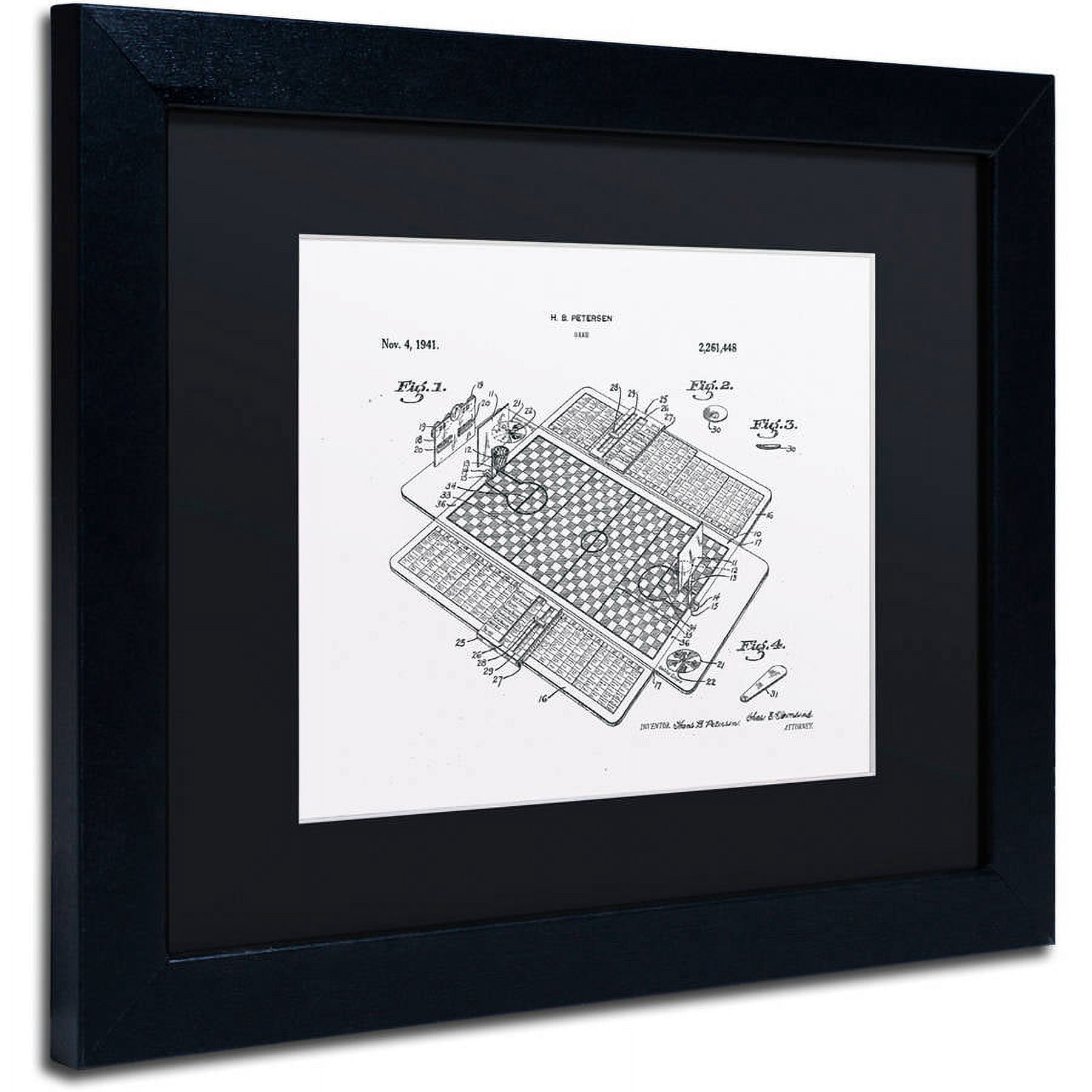 Trademark Fine Art "Basketball Court Game Patent White" Canvas Art by Claire Doherty, Black Matte, Black Frame