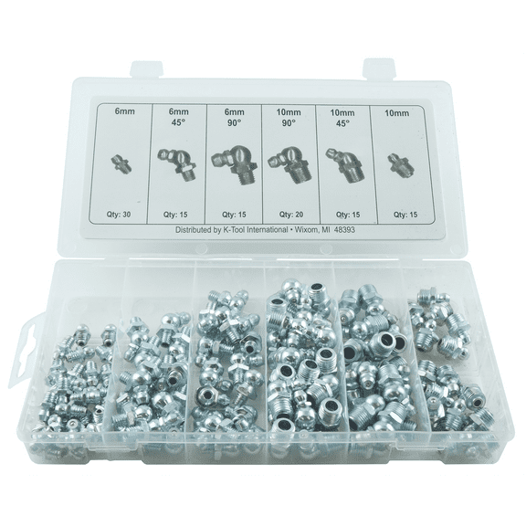 K Tool International 140 Piece Metric Grease Fitting Assortment