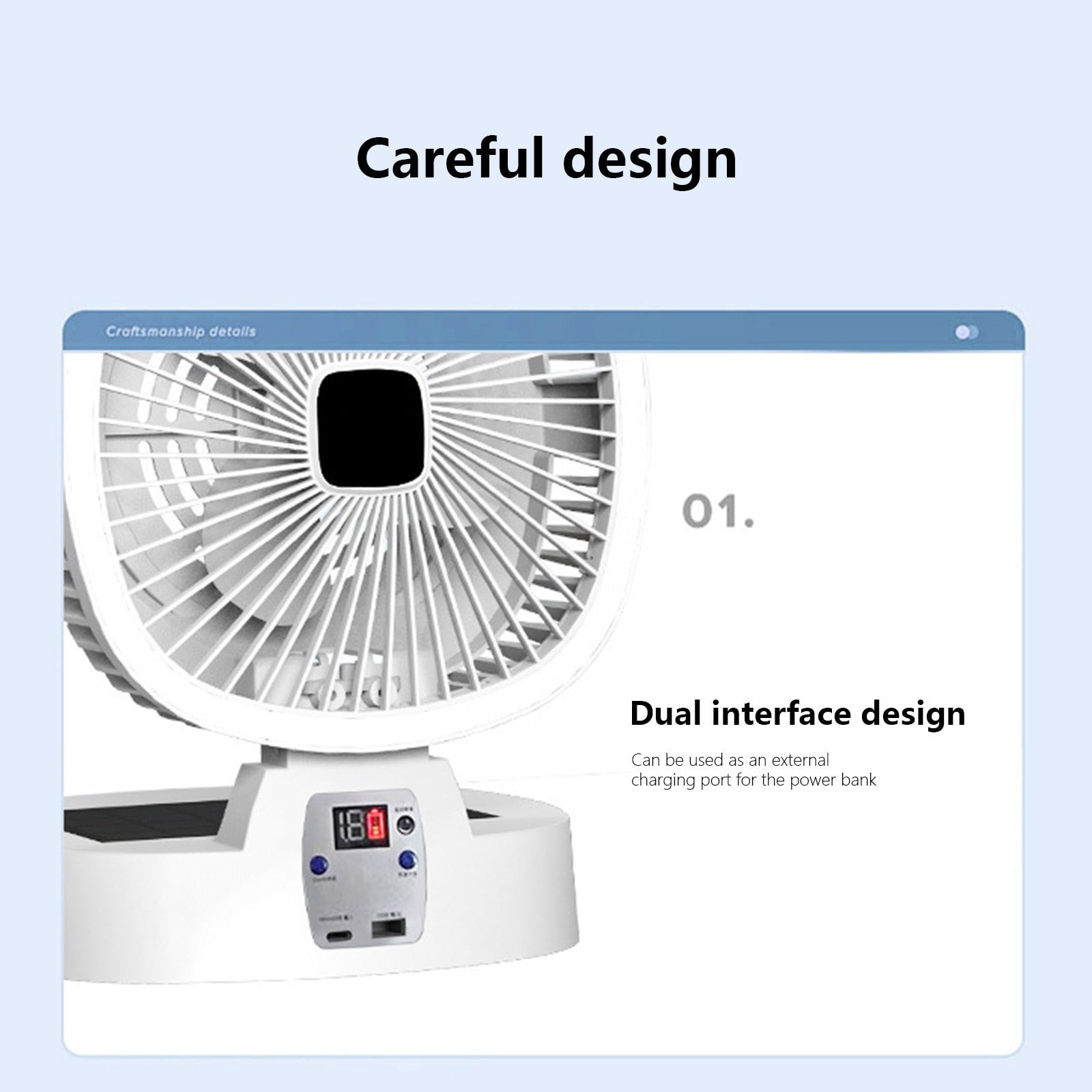 TaTaai Portable Fan Rechargeable with Solar Panel 5-in-1, 5 Speeds Cordless Battery Powered Fan with Led Lantern,Quiet USB Table Fan for Travel Tent Hurricane Office Home Bedroom