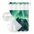 thumbnail image 2 of Turquoise No Hook Shower Curtain Waterproof, Bathroom Curtains with Snap in Liners and See Through Top Window, Teal Aurora Iceland Scenery Mountain Hotel Style Bathtub Curtains Shower 72"Wx96"L, 2 of 8