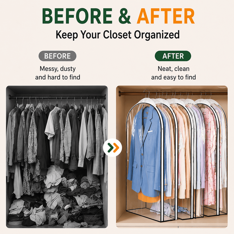 INCTUO Clear Hanging Garment Bags 40 Inch 3-Pack photo 4