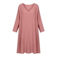 thumbnail image 4 of cocolona Linen Dress for Women Long Sleeve V Neck Loose Midi Dress Fashion Casual Solid Color Beach Sun Dress, 4 of 6