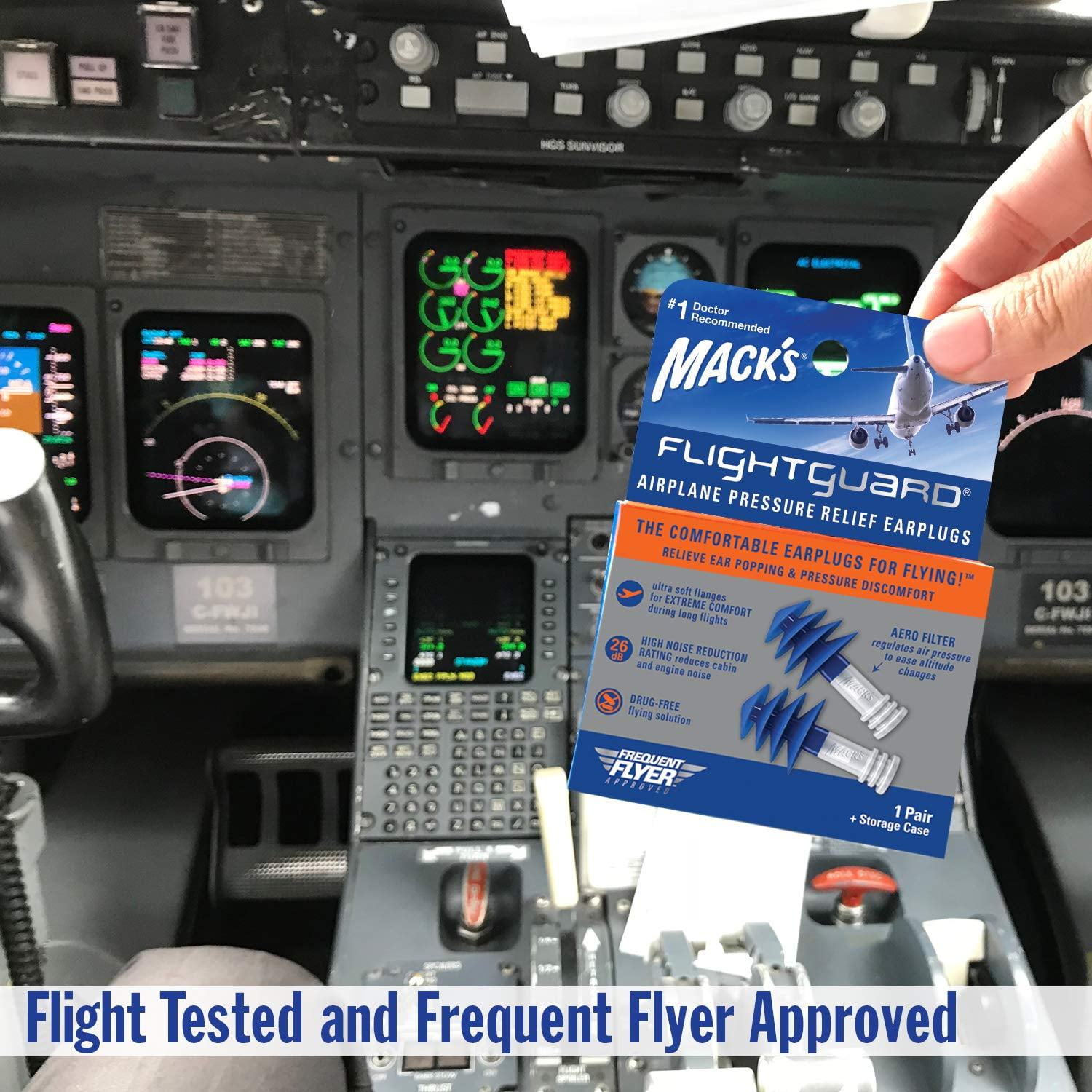 Mack’s Flightguard Airplane Pressure Relief Earplugs – 26dB NRR, 33dB SNR – Comfortable, Safe, Travel Ear Plugs for Flying Air Pressure Ear Pain, Ear Popping and Noise Reduction
