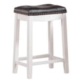 thumbnail image 1 of Angel Line Cambridge 24"" Padded Saddle Stool White with Black Cushion, 1 of 2