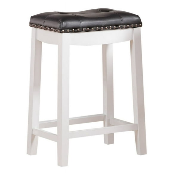 Angel Line Cambridge 24"" Padded Saddle Stool White with Black Cushion