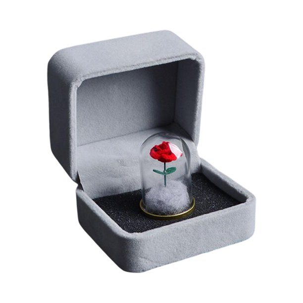 Flor artificial con cubierta de vidrio Decoración de flores preservadas para el dormitorio Sala de estar Día de la madre Día de San con estuche de terciopelo Sunnimix flores preservadas