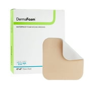 DermaFoam Foam Dressing 6 x 6" Square No Border Waterproof Backing 00292E 10 per Box