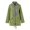 thumbnail image 3 of WTOBBY Women's Printed Hooded Windbreaker, Beautiful Pattern Rain-Resistant Jacket, Loose Fit Casual Coat, Lightweight Outdoor Wear, Ideal for Spring and Fall Seasons,Army Green L, 3 of 5