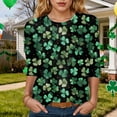thumbnail image 2 of Yammkia St Patty's Day Shirt Women 3/4 Sleeve St Patricks Day Shirt Women 3/4 Sleeve Saint Patricks Day T-Shirt Lucky Irish Shamrock Graphic Tee Tops(Black,M), 2 of 8