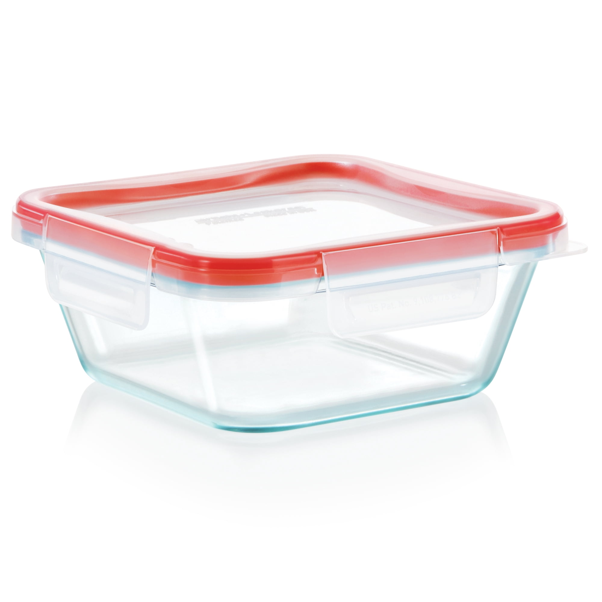 Pyrex Freshlock 4cup Square Glass Food Storage Container with Lid, Ideal Use for Meal Prep and Batch Cooking