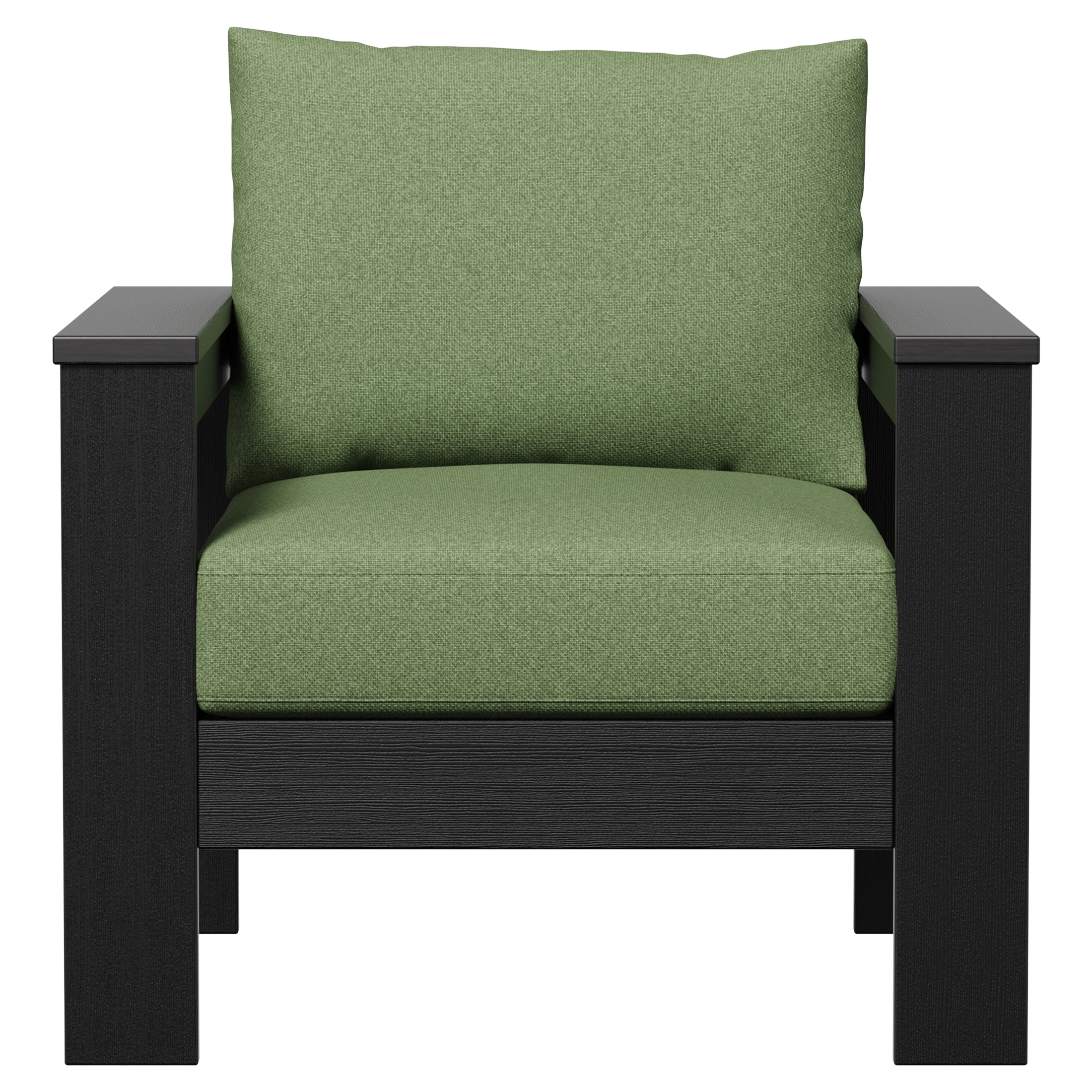 Better Homes & Gardens Ezra Outdoor HDPE Club Chair, Black with Green Cushions