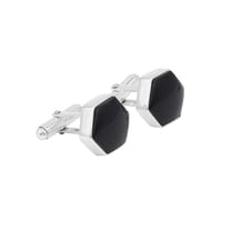 Earth Gems Jewelry Black Onyx Silver Cufflinks for Men, French Cuff Wedding Designer Jewelry