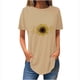 thumbnail image 1 of Tops de Verano de las Mujeres Suelto Ajuste Girasol Impresión Cuello Redondo Suelto 3/4 Manga Superior, Tops de Moda de las Mujeres, 1 of 3